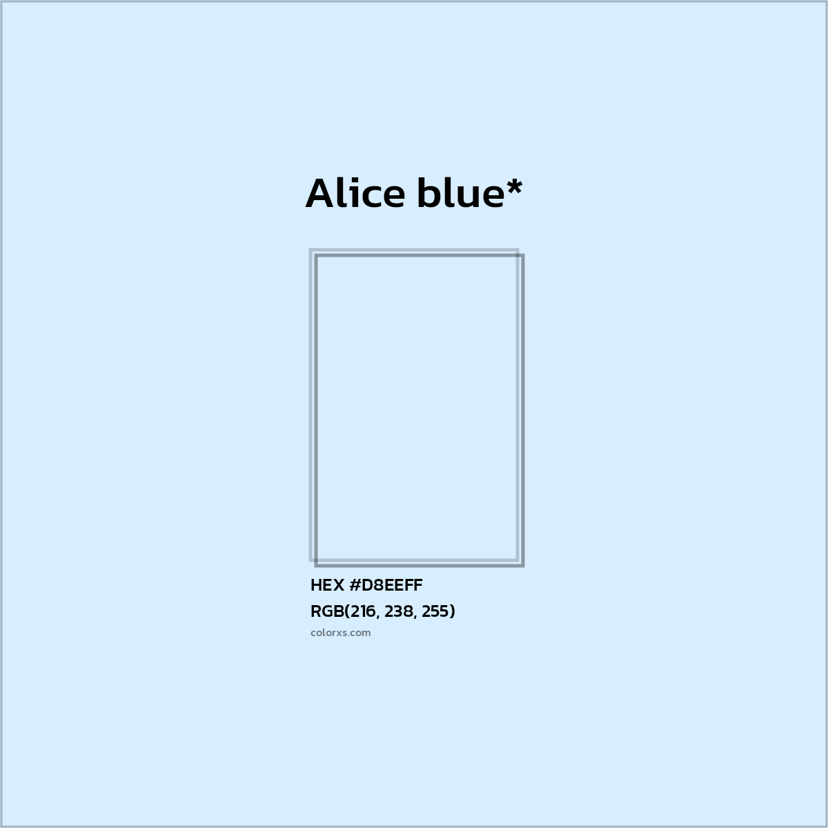 HEX #D8EEFF Color Name, Color Code, Palettes, Similar Paints, Images