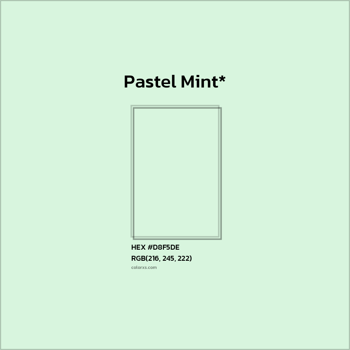 HEX #D8F5DE Color Name, Color Code, Palettes, Similar Paints, Images