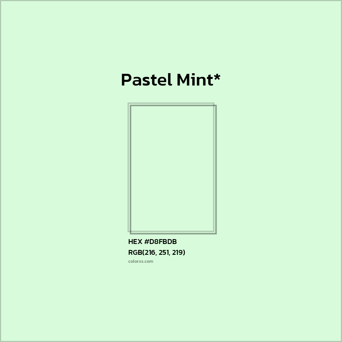 HEX #D8FBDB Color Name, Color Code, Palettes, Similar Paints, Images