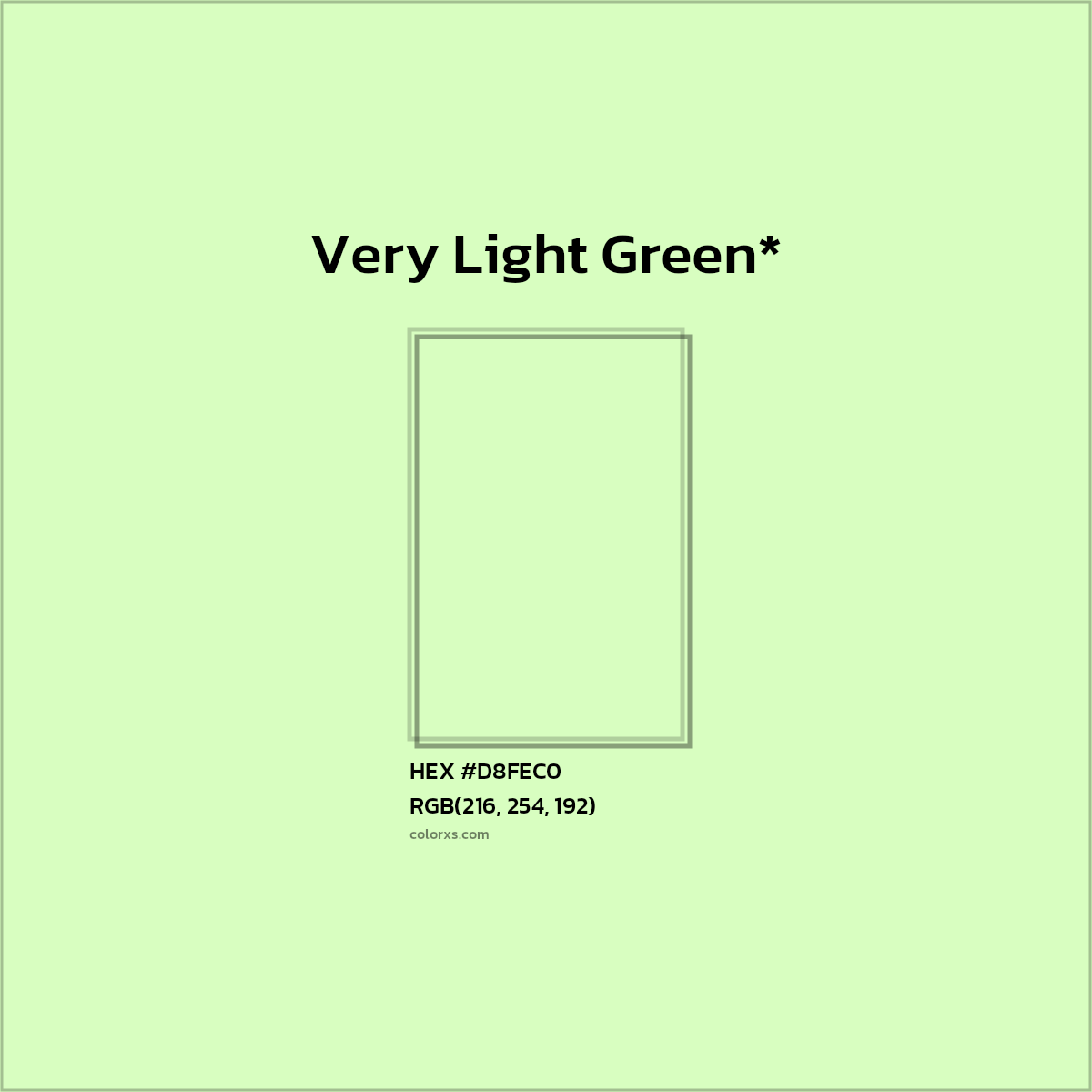 HEX #D8FEC0 Color Name, Color Code, Palettes, Similar Paints, Images