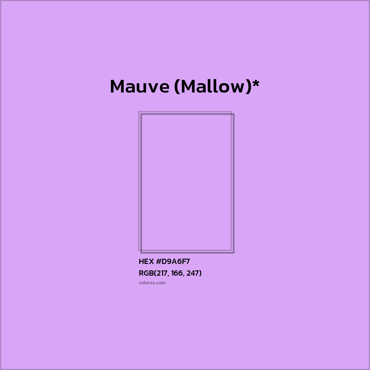 HEX #D9A6F7 Color Name, Color Code, Palettes, Similar Paints, Images