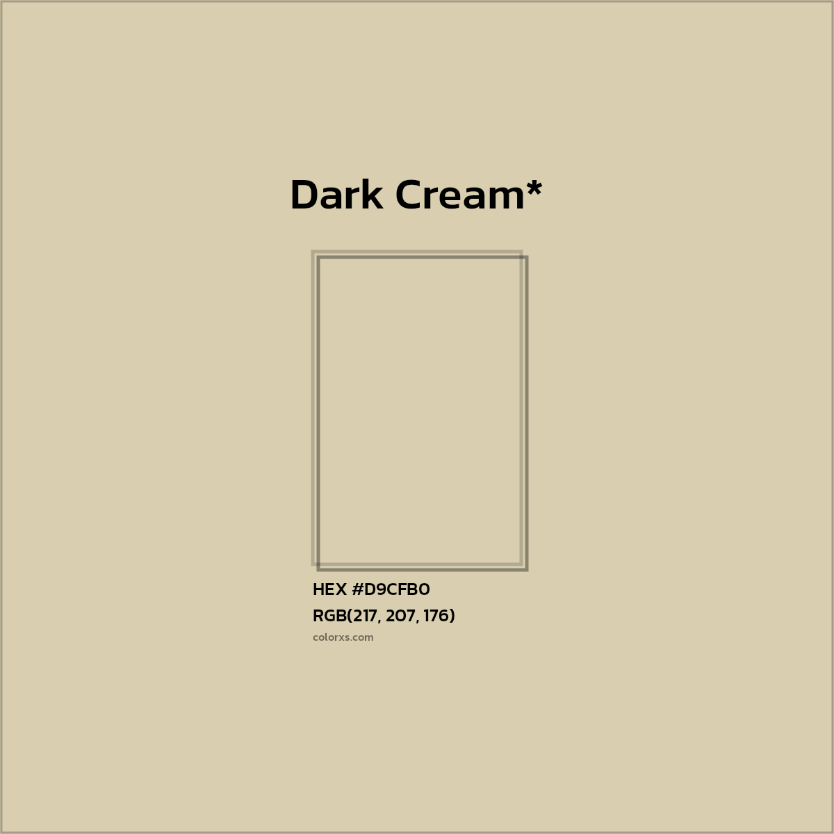 #D9CFB0 hex color. RGB, RYB, CMYK, HSL, HSV codes and color conversions. Matching color names, palettes, paints.