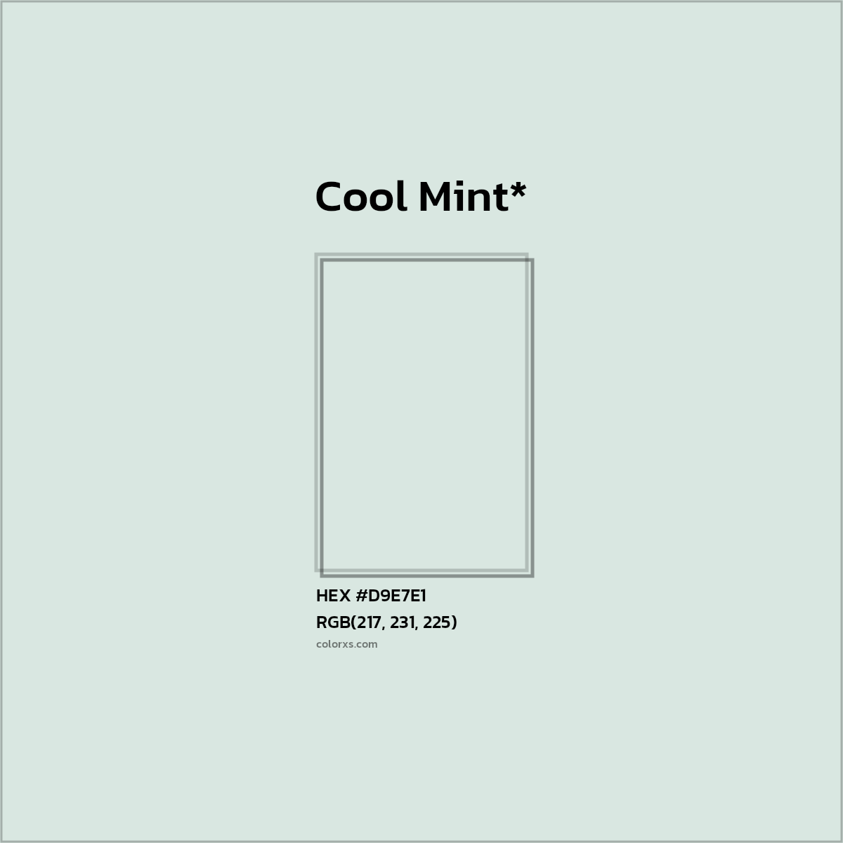 HEX #D9E7E1 Color Name, Color Code, Palettes, Similar Paints, Images