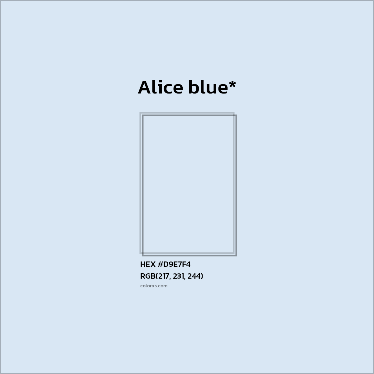 HEX #D9E7F4 Color Name, Color Code, Palettes, Similar Paints, Images