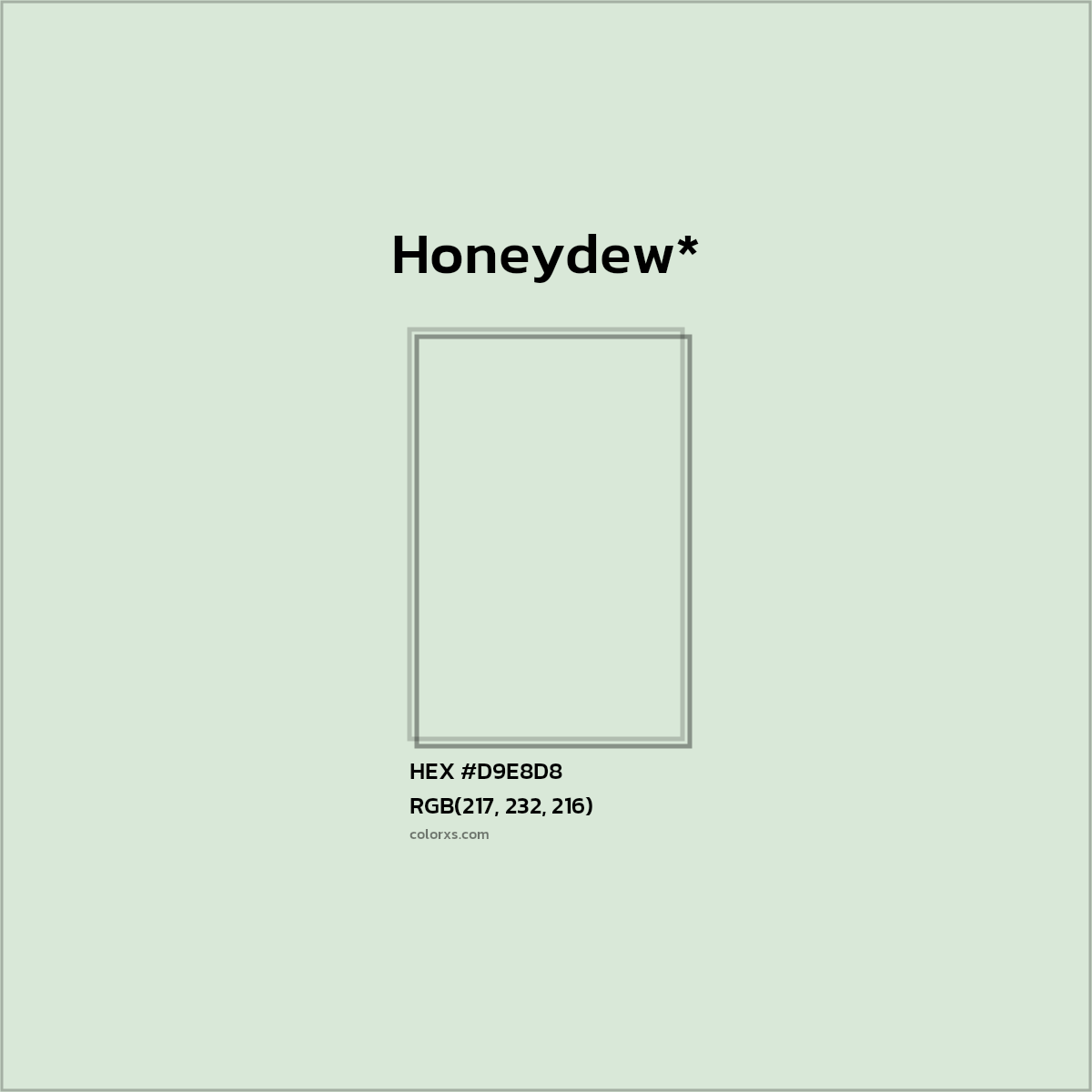 HEX #D9E8D8 Color Name, Color Code, Palettes, Similar Paints, Images