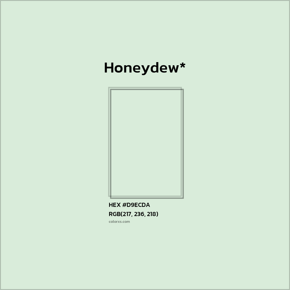 HEX #D9ECDA Color Name, Color Code, Palettes, Similar Paints, Images