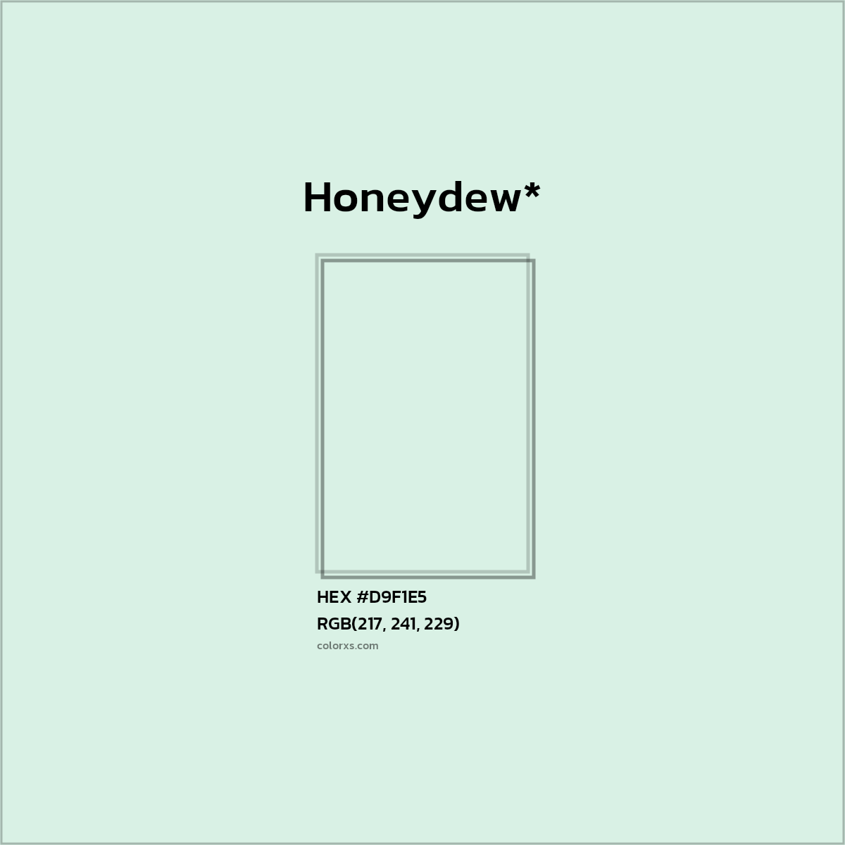 HEX #D9F1E5 Color Name, Color Code, Palettes, Similar Paints, Images