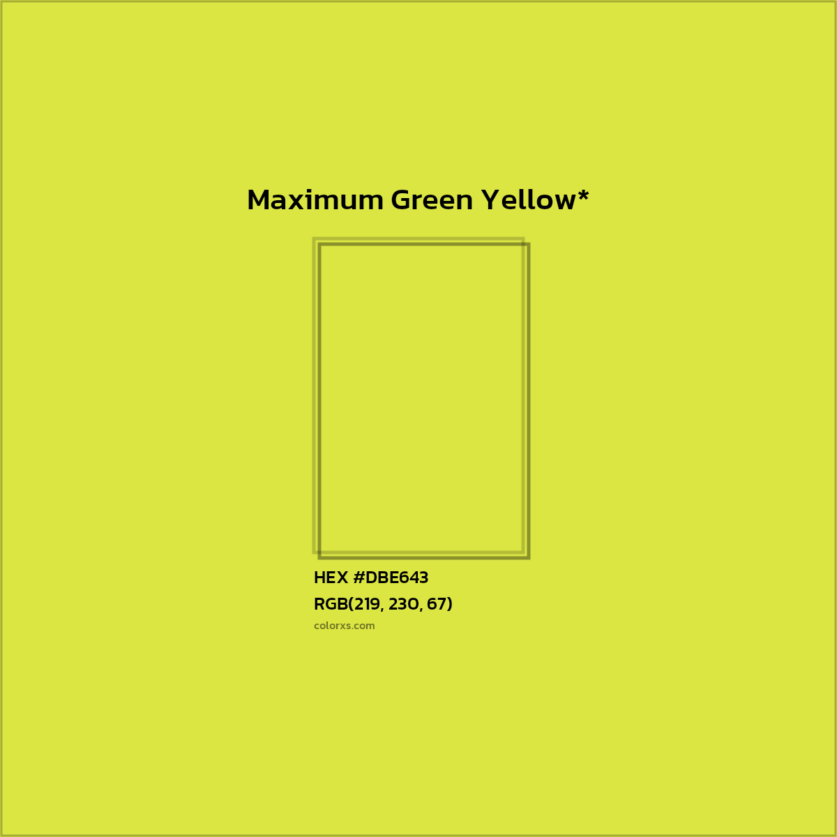 HEX #DBE643 Color Name, Color Code, Palettes, Similar Paints, Images