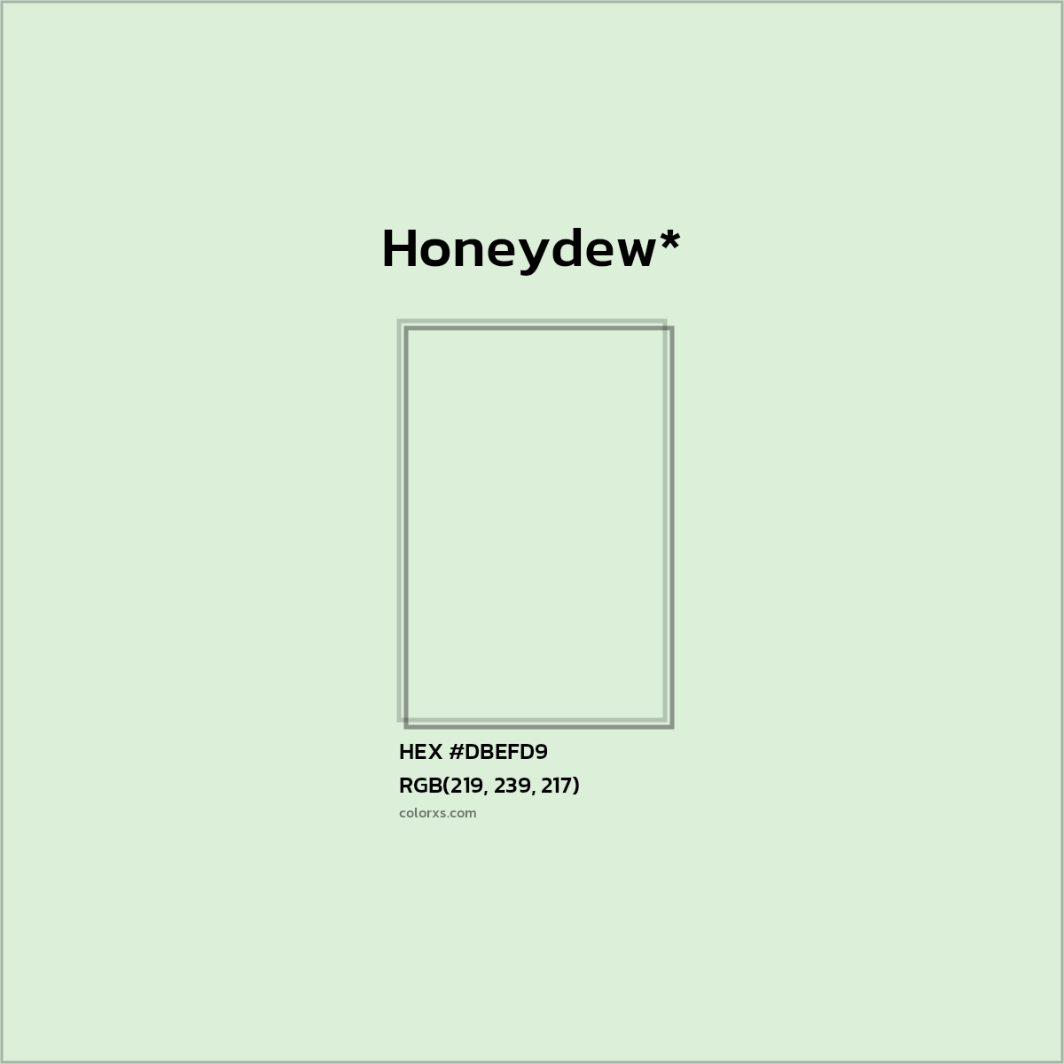 HEX #DBEFD9 Color Name, Color Code, Palettes, Similar Paints, Images