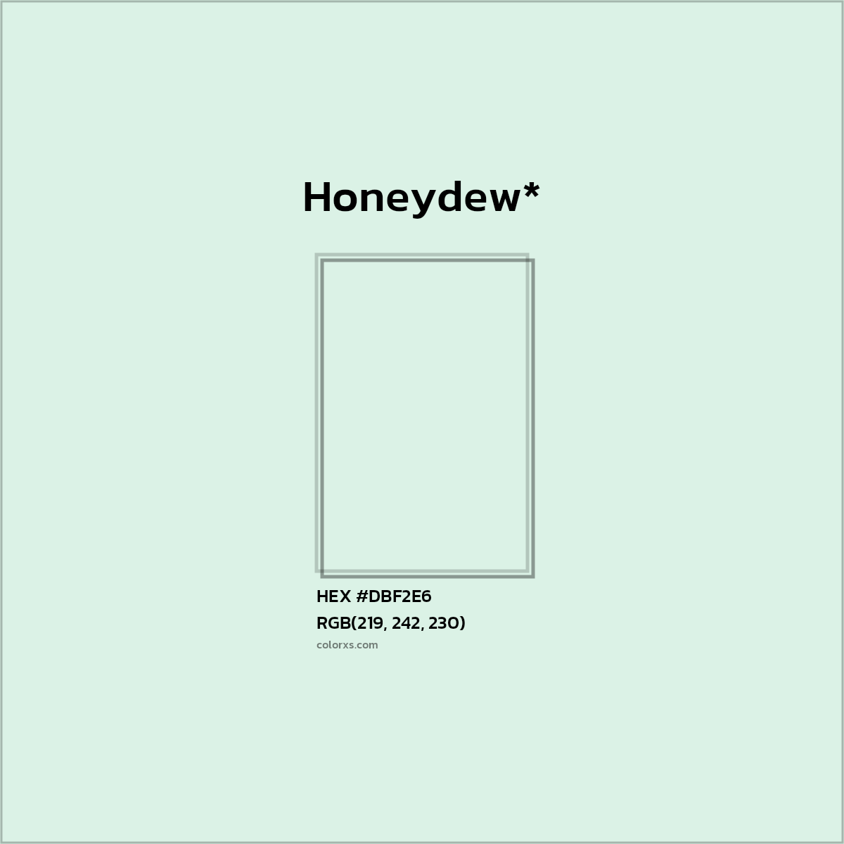 HEX #DBF2E6 Color Name, Color Code, Palettes, Similar Paints, Images
