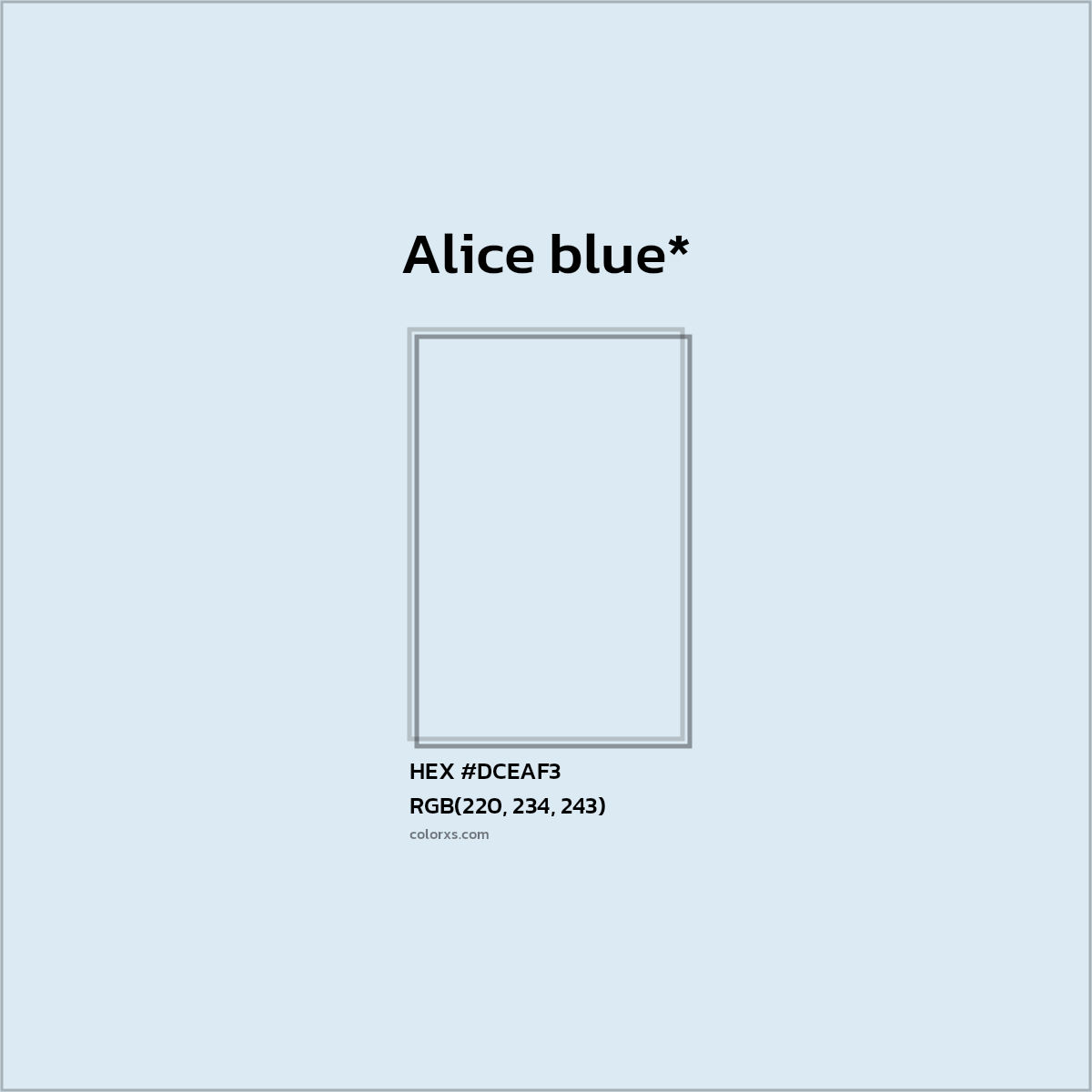 HEX #DCEAF3 Color Name, Color Code, Palettes, Similar Paints, Images