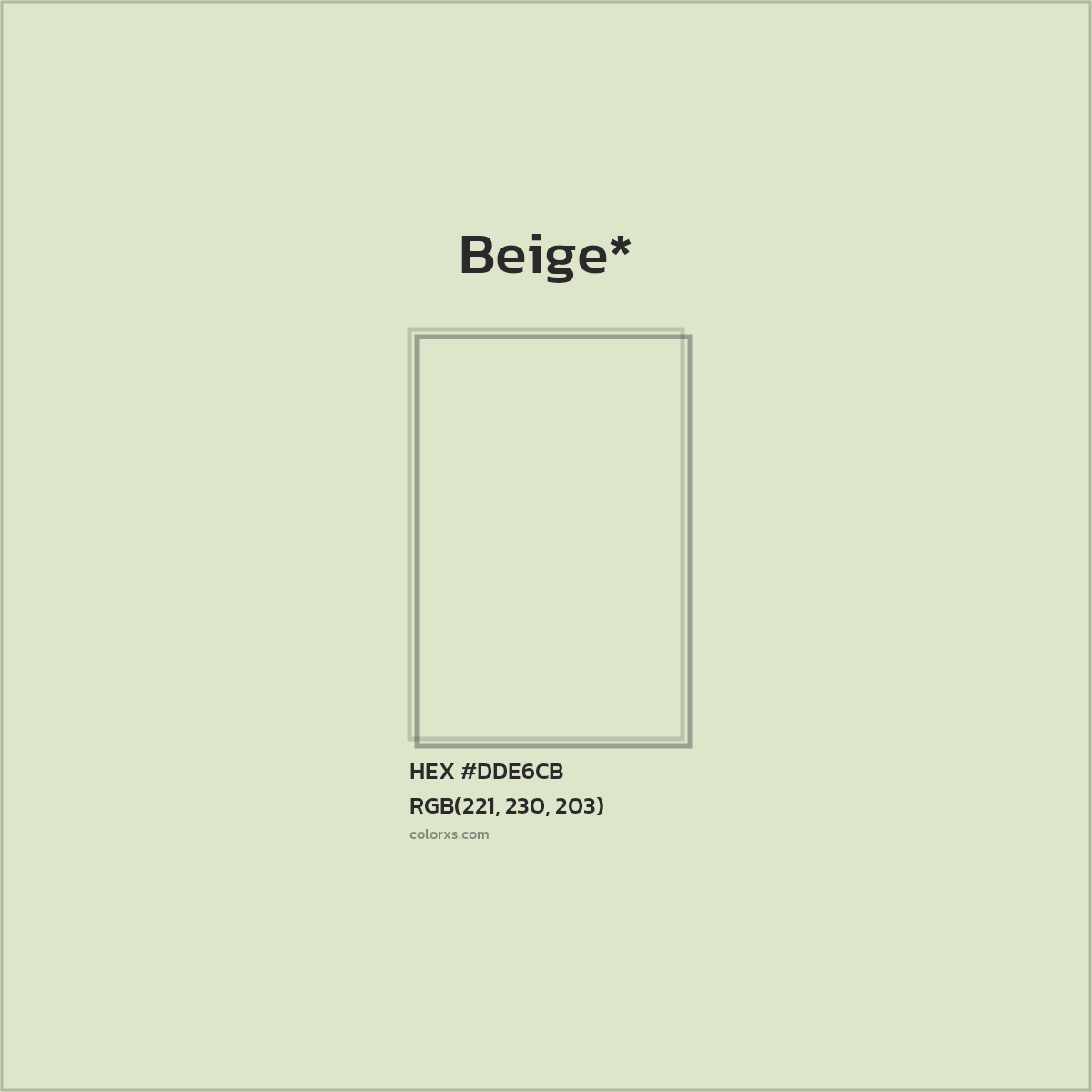 #DDE6CB hex color. RGB, RYB, CMYK, HSL, HSV codes and color conversions. Matching color names, palettes, paints.