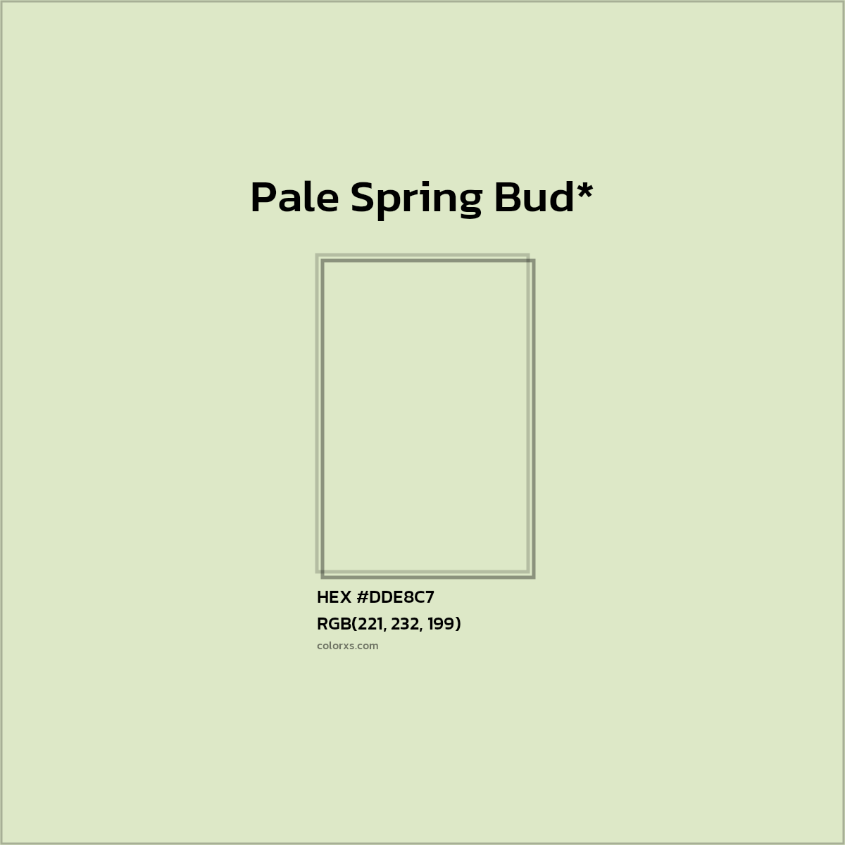 HEX #DDE8C7 Color Name, Color Code, Palettes, Similar Paints, Images