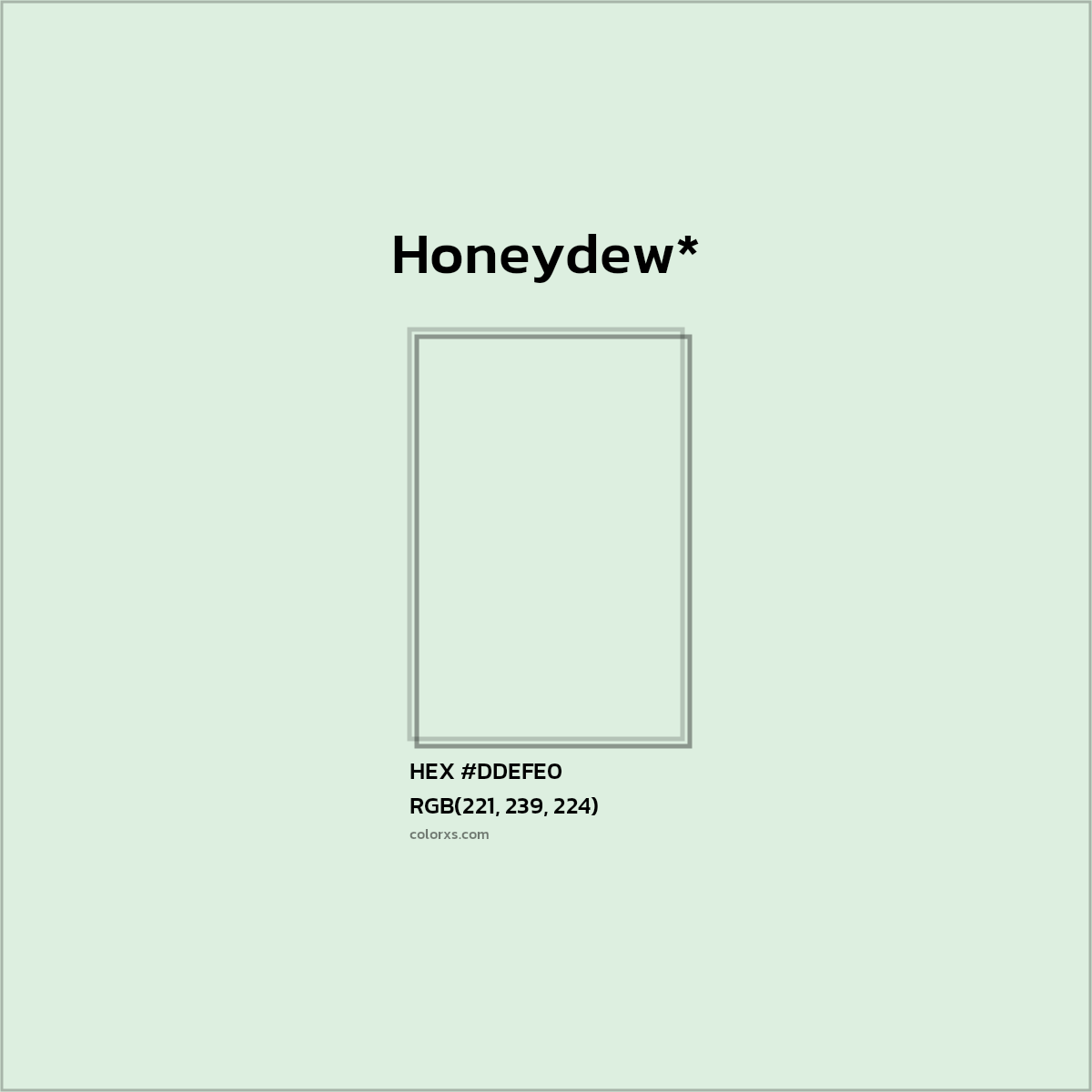 HEX #DDEFE0 Color Name, Color Code, Palettes, Similar Paints, Images