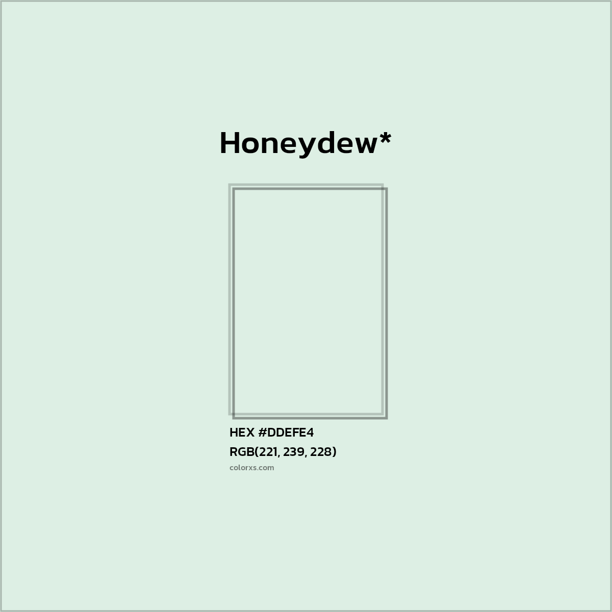 HEX #DDEFE4 Color Name, Color Code, Palettes, Similar Paints, Images