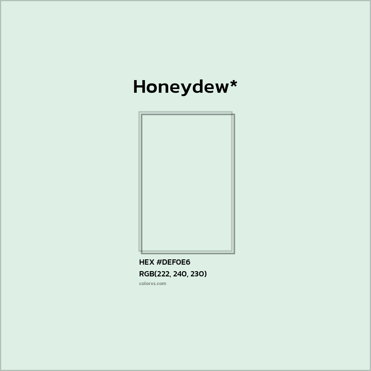 HEX #DEF0E6 Color Name, Color Code, Palettes, Similar Paints, Images