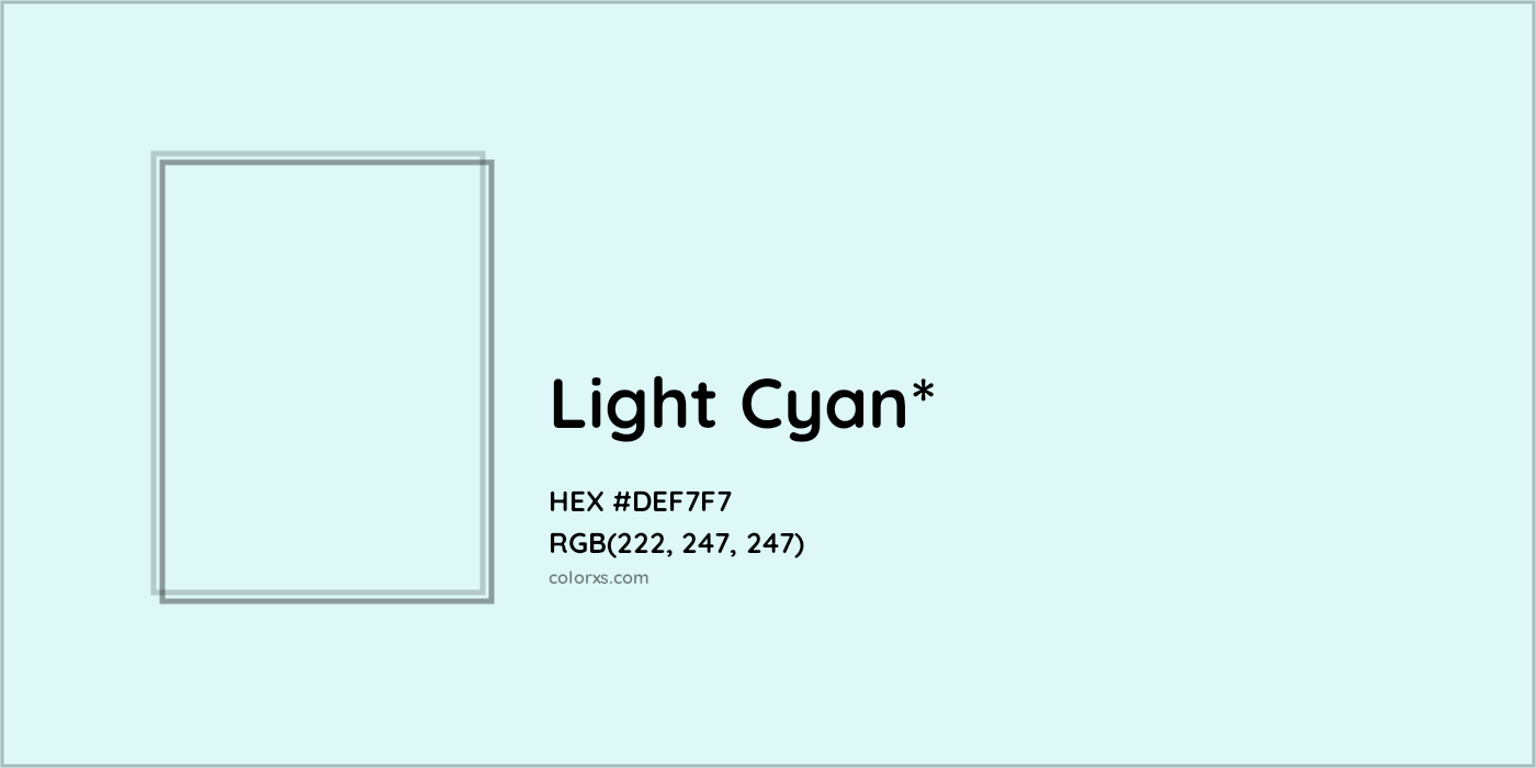 HEX #DEF7F7 Color Name, Color Code, Palettes, Similar Paints, Images