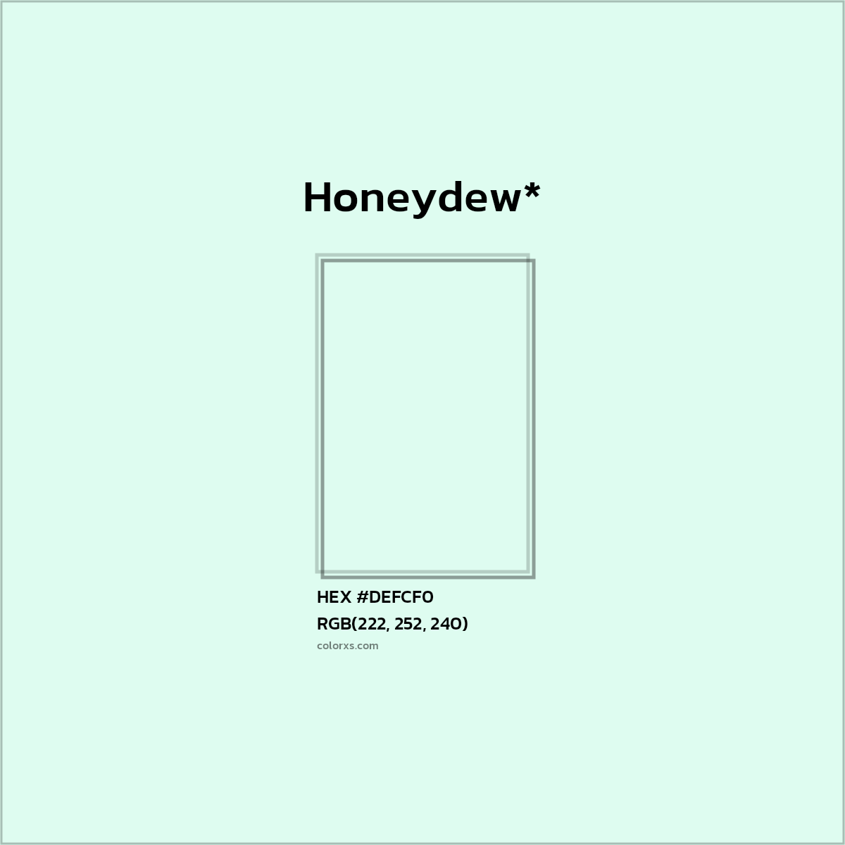 HEX #DEFCF0 Color Name, Color Code, Palettes, Similar Paints, Images