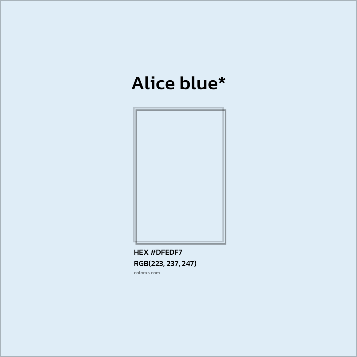 HEX #DFEDF7 Color Name, Color Code, Palettes, Similar Paints, Images