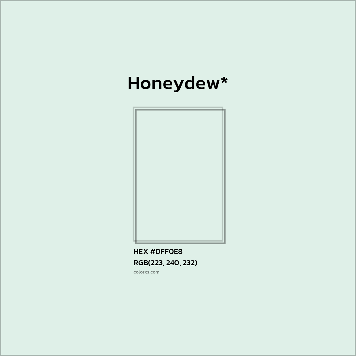 HEX #DFF0E8 Color Name, Color Code, Palettes, Similar Paints, Images