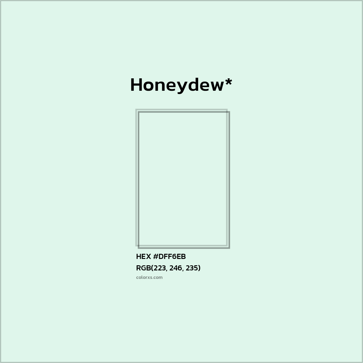 HEX #DFF6EB Color Name, Color Code, Palettes, Similar Paints, Images