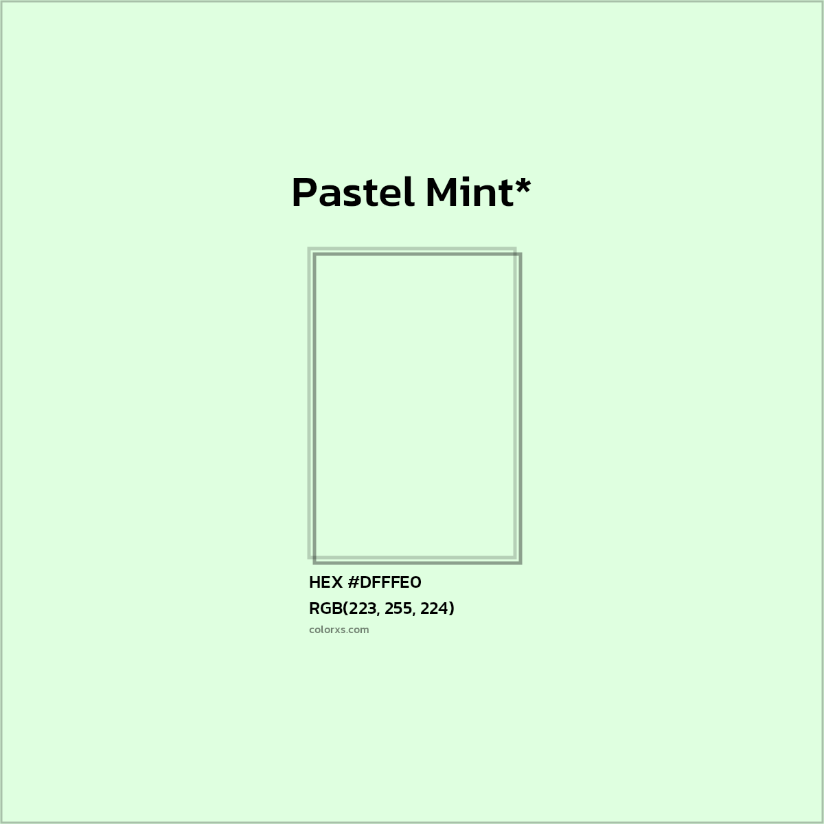 HEX #DFFFE0 Color Name, Color Code, Palettes, Similar Paints, Images