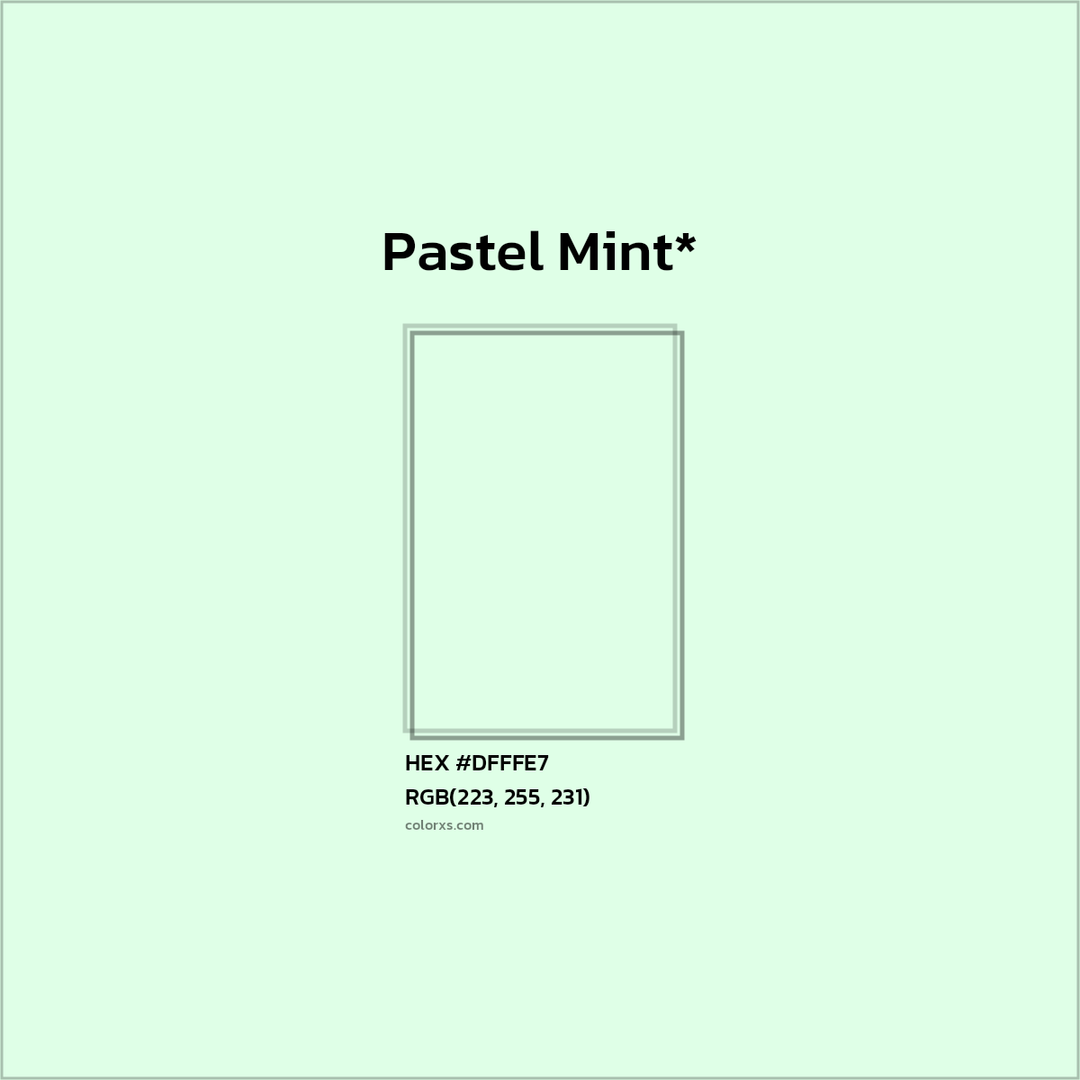 HEX #DFFFE7 Color Name, Color Code, Palettes, Similar Paints, Images