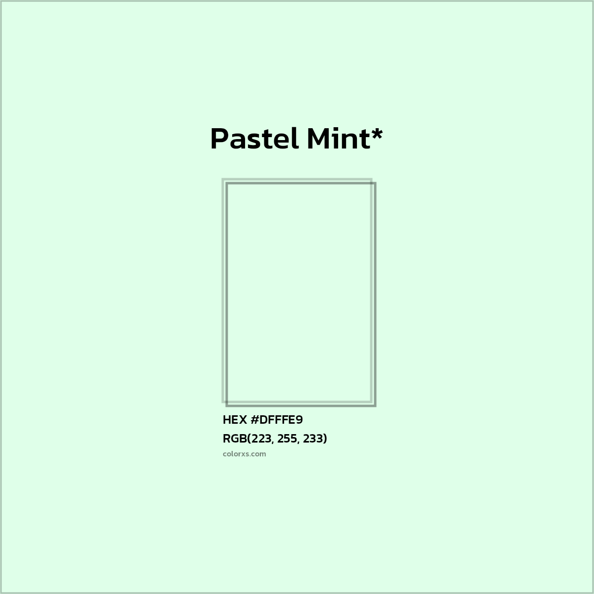 HEX #DFFFE9 Color Name, Color Code, Palettes, Similar Paints, Images