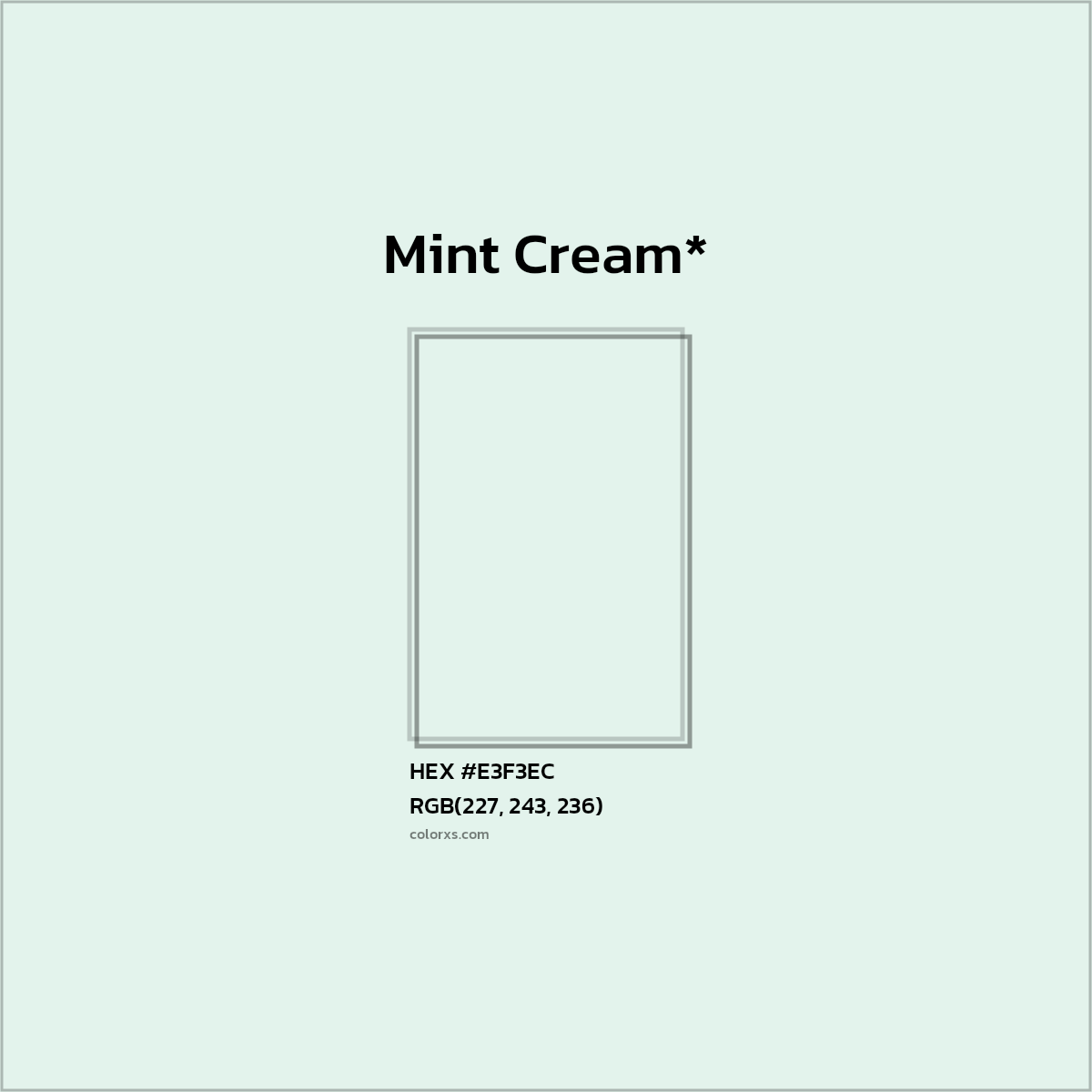 HEX #E3F3EC Color Name, Color Code, Palettes, Similar Paints, Images