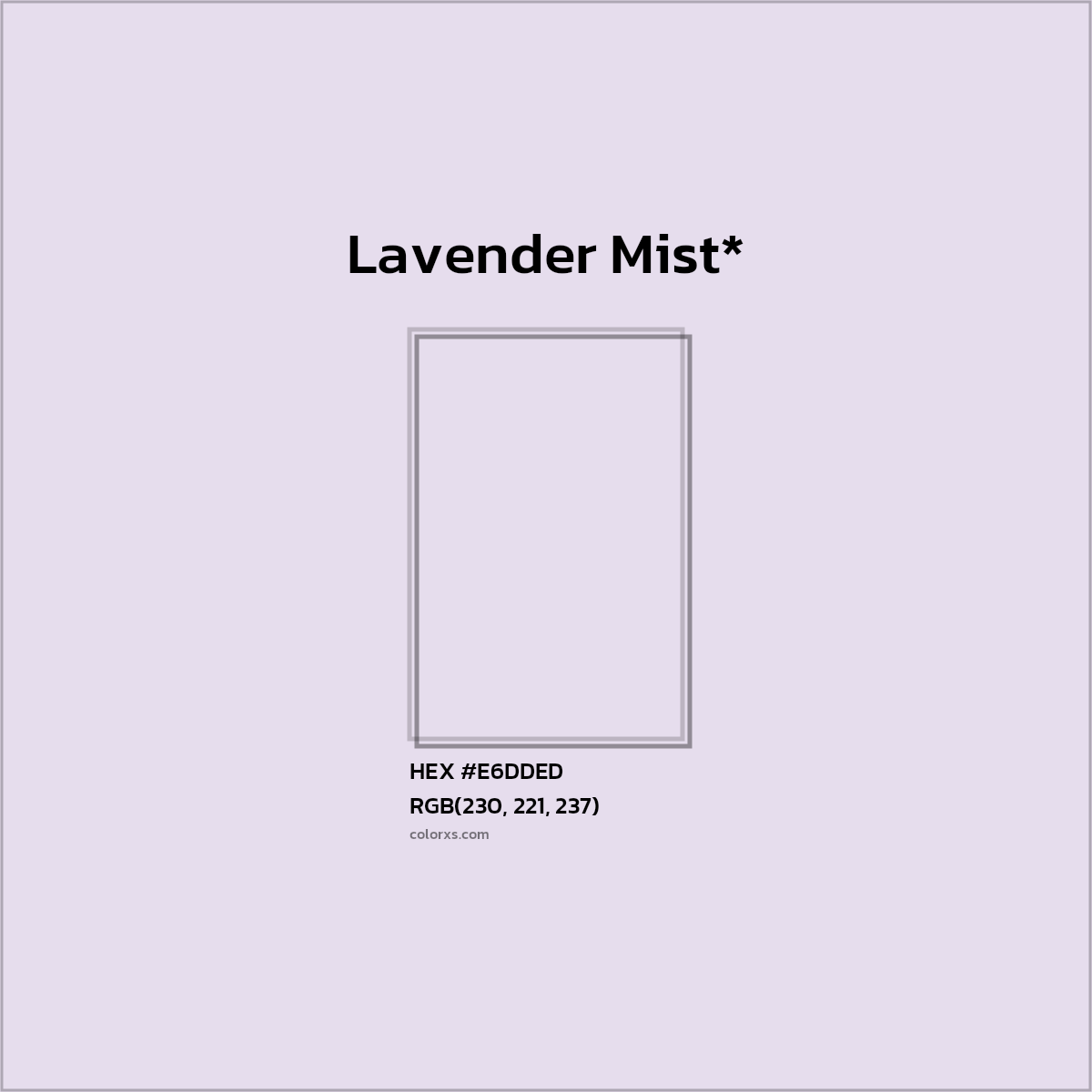 HEX #E6DDED Color Name, Color Code, Palettes, Similar Paints, Images