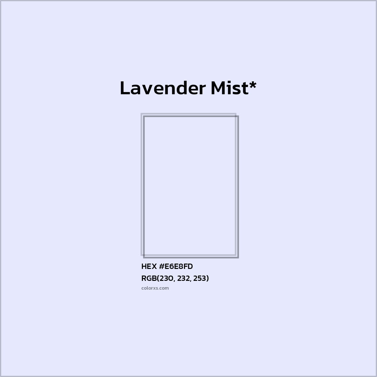 HEX #E6E8FD Color Name, Color Code, Palettes, Similar Paints, Images