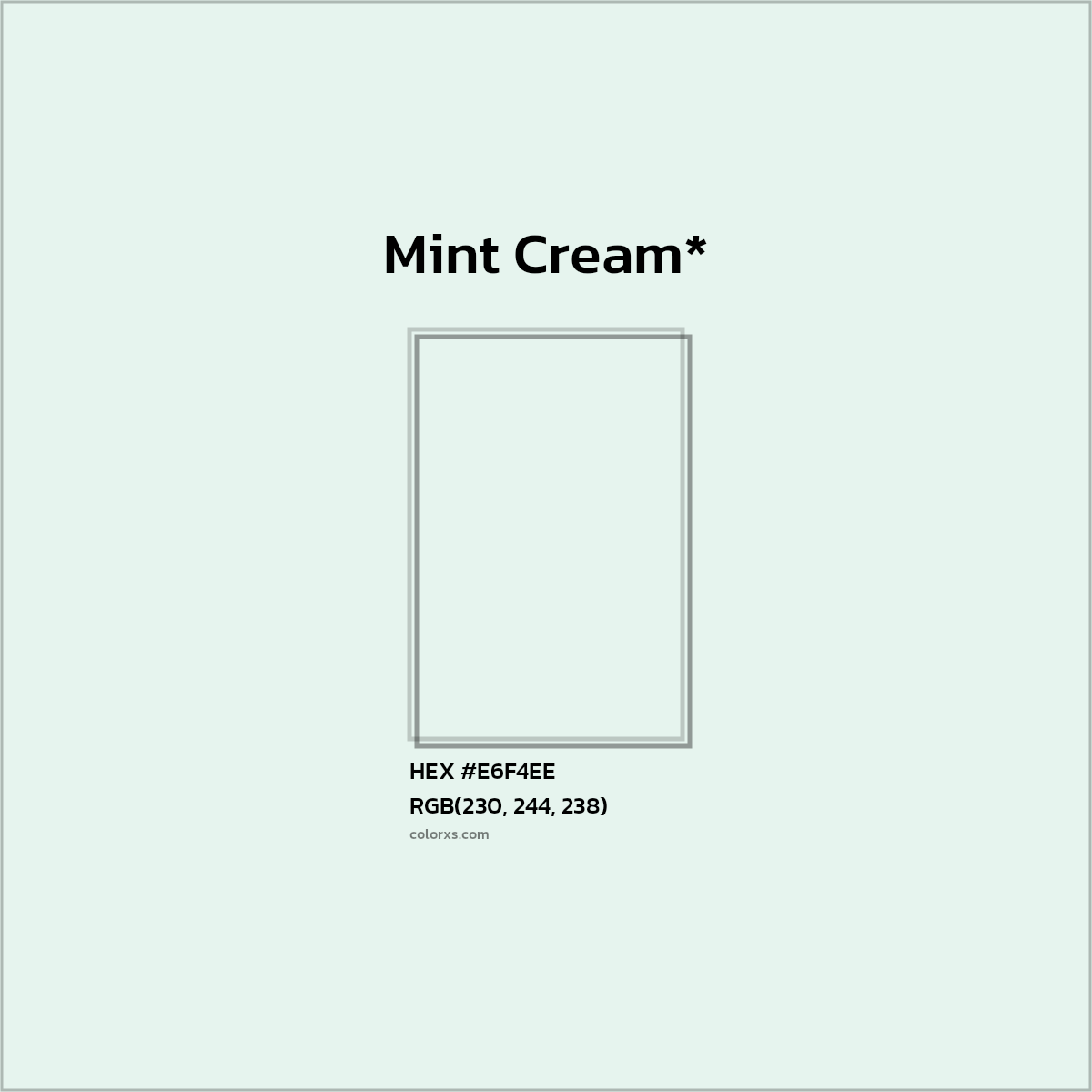 HEX #E6F4EE Color Name, Color Code, Palettes, Similar Paints, Images