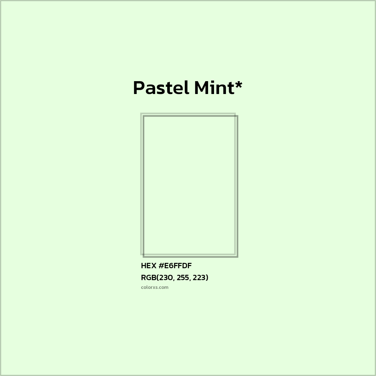 HEX #E6FFDF Color Name, Color Code, Palettes, Similar Paints, Images