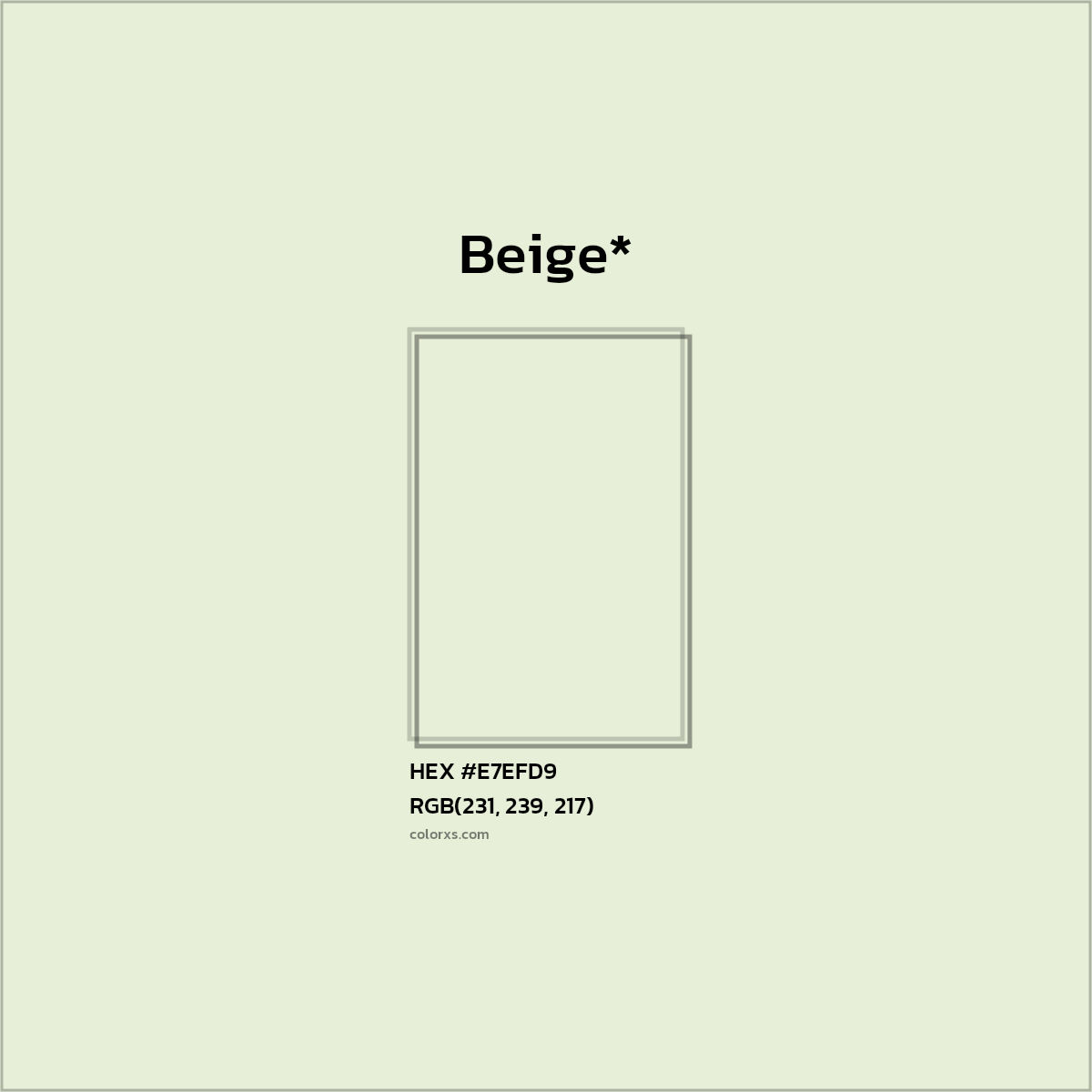 HEX #E7EFD9 Color Name, Color Code, Palettes, Similar Paints, Images
