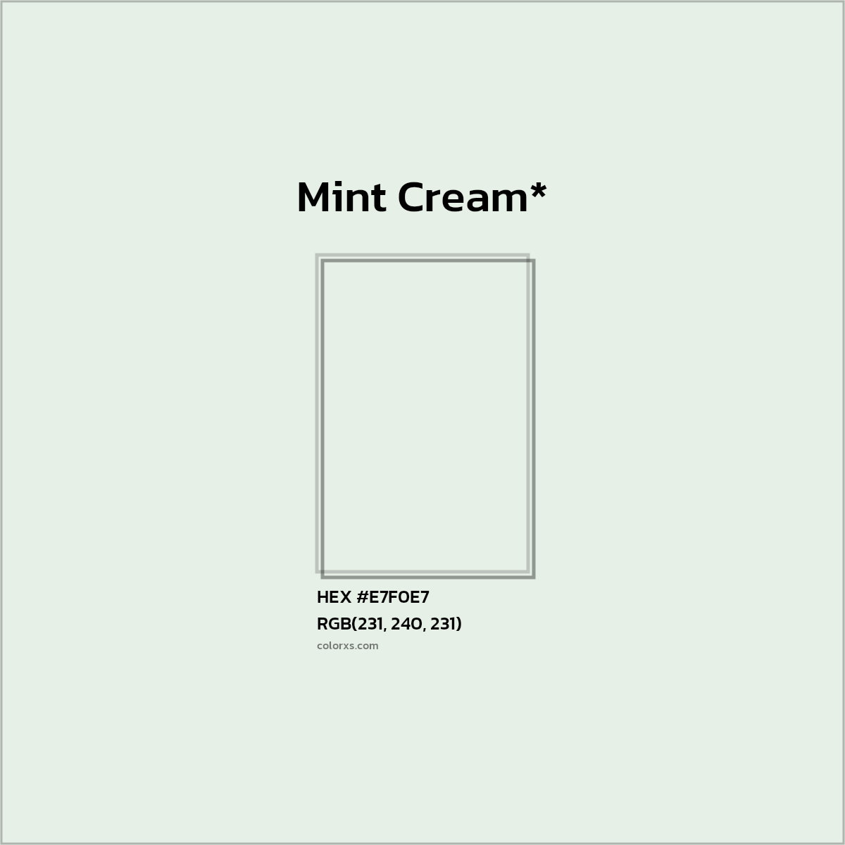 HEX #E7F0E7 Color Name, Color Code, Palettes, Similar Paints, Images