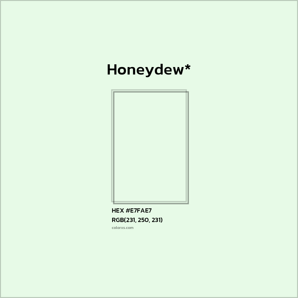 HEX #E7FAE7 Color Name, Color Code, Palettes, Similar Paints, Images