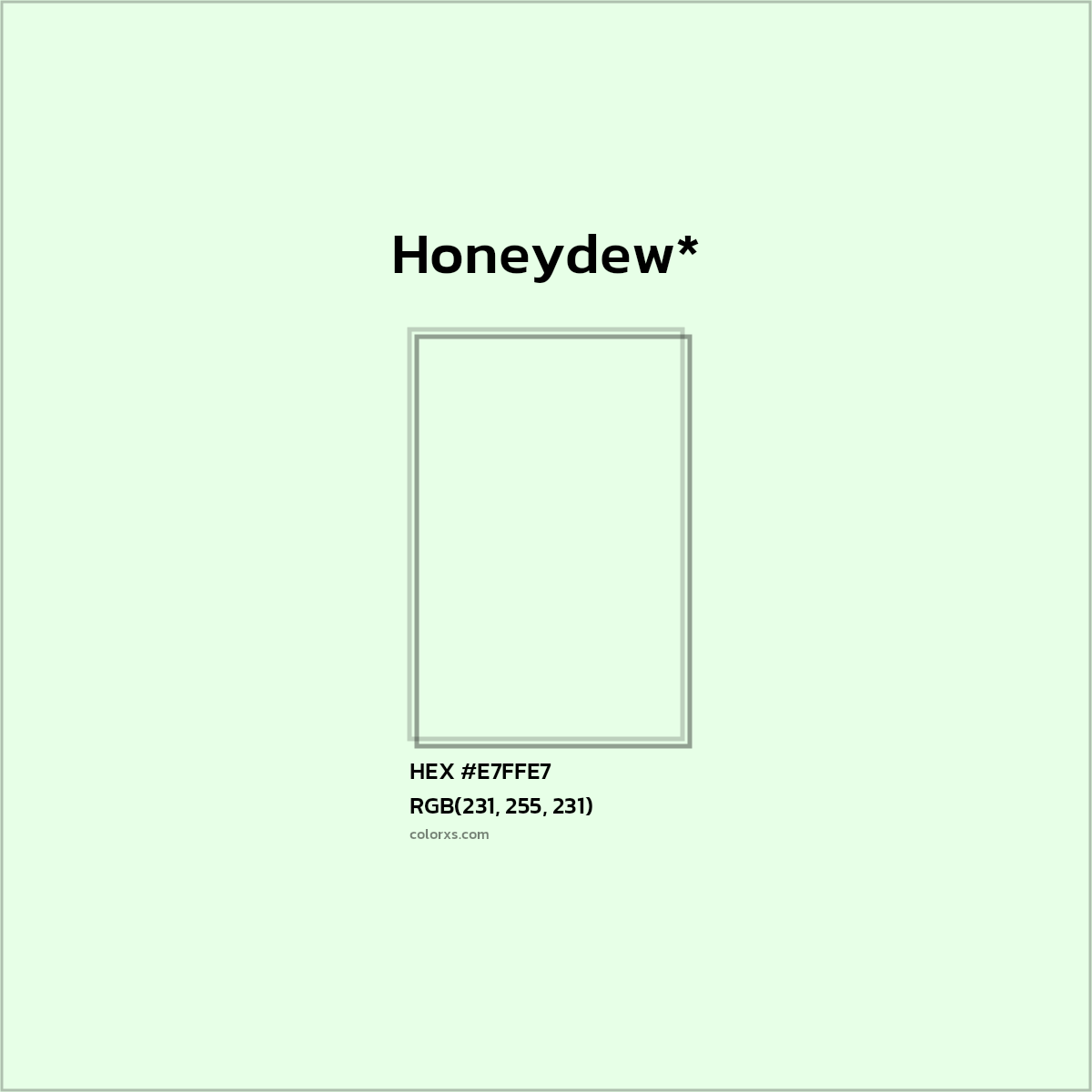 HEX #E7FFE7 Color Name, Color Code, Palettes, Similar Paints, Images