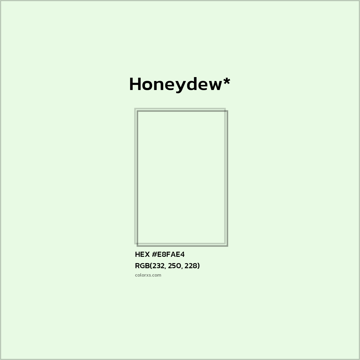 HEX #E8FAE4 Color Name, Color Code, Palettes, Similar Paints, Images