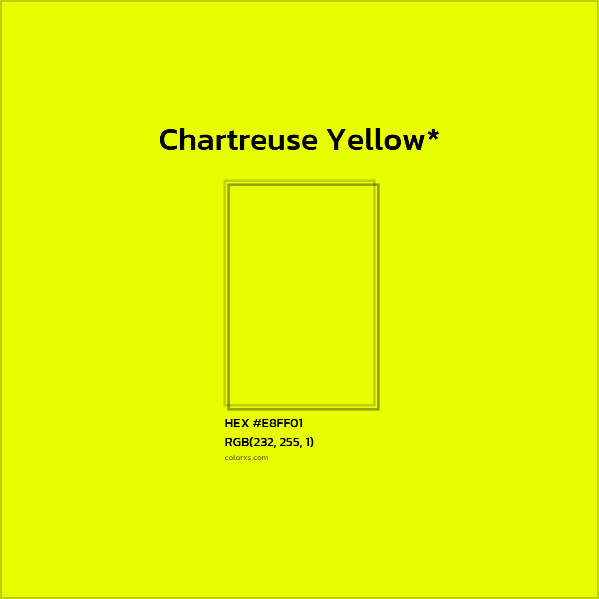 HEX #E8FF01 Color Name, Color Code, Palettes, Similar Paints, Images