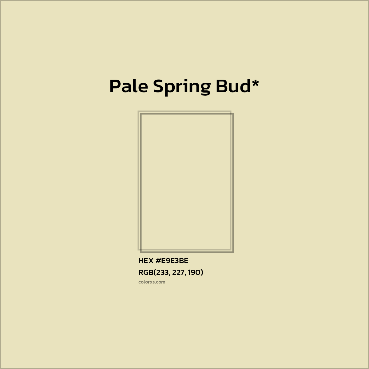 #E9E3BE hex color. RGB, RYB, CMYK, HSL, HSV codes and color conversions. Matching color names, palettes, paints.