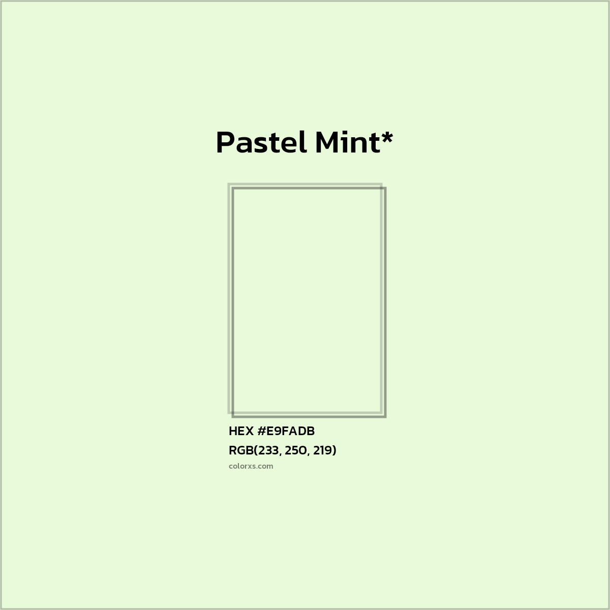HEX #E9FADB Color Name, Color Code, Palettes, Similar Paints, Images