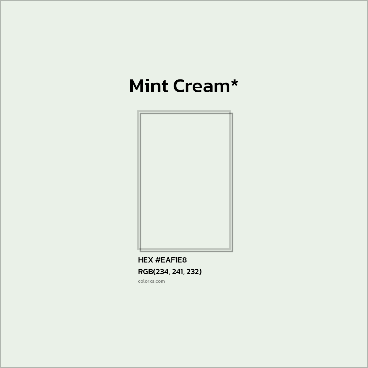 HEX #EAF1E8 Color Name, Color Code, Palettes, Similar Paints, Images