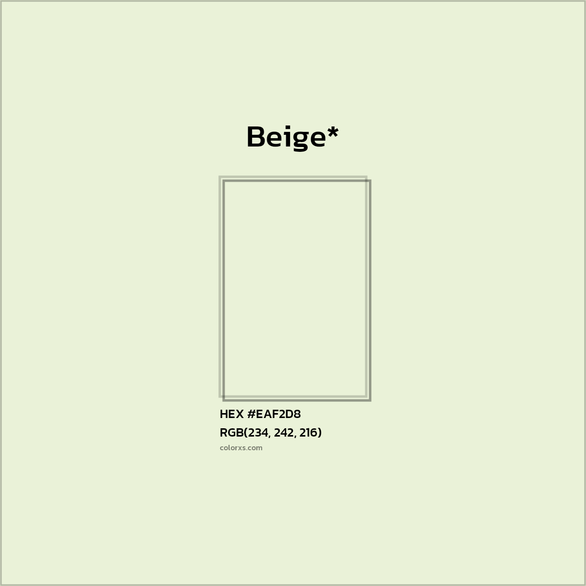 HEX #EAF2D8 Color Name, Color Code, Palettes, Similar Paints, Images