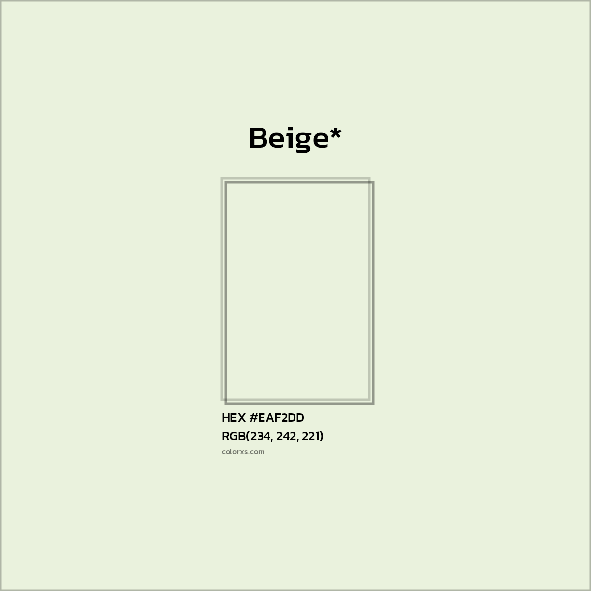 HEX #EAF2DD Color Name, Color Code, Palettes, Similar Paints, Images