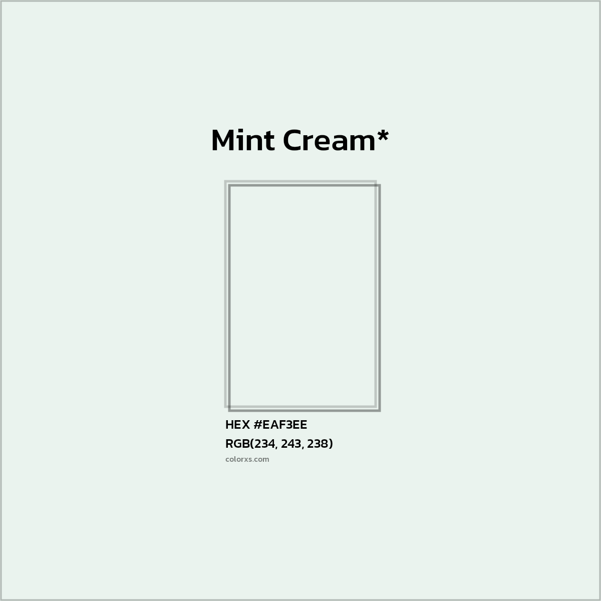 HEX #EAF3EE Color Name, Color Code, Palettes, Similar Paints, Images