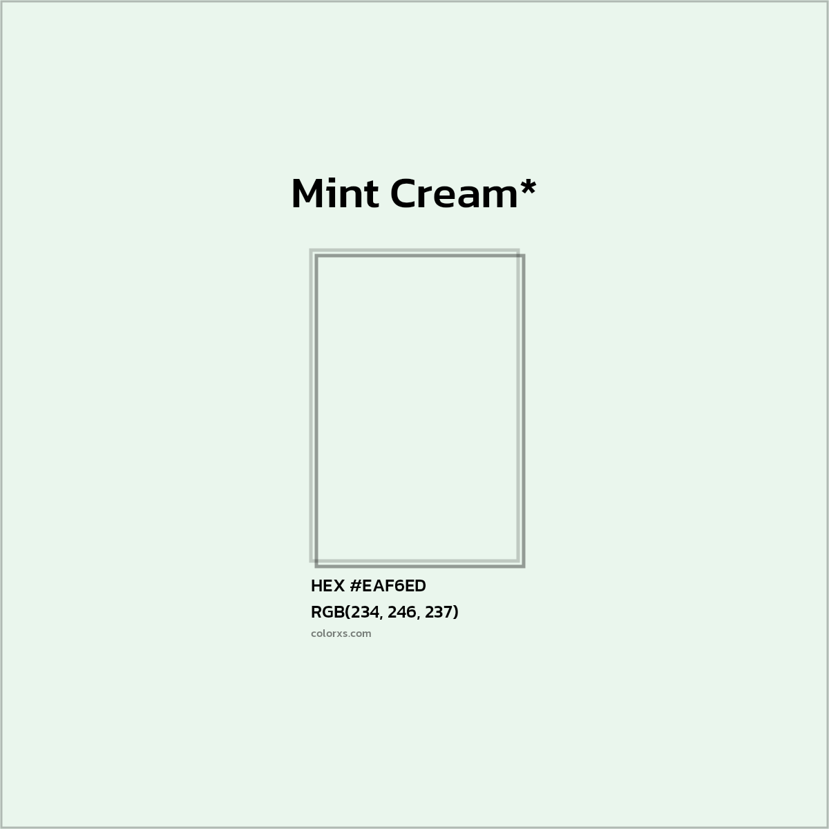 HEX #EAF6ED Color Name, Color Code, Palettes, Similar Paints, Images
