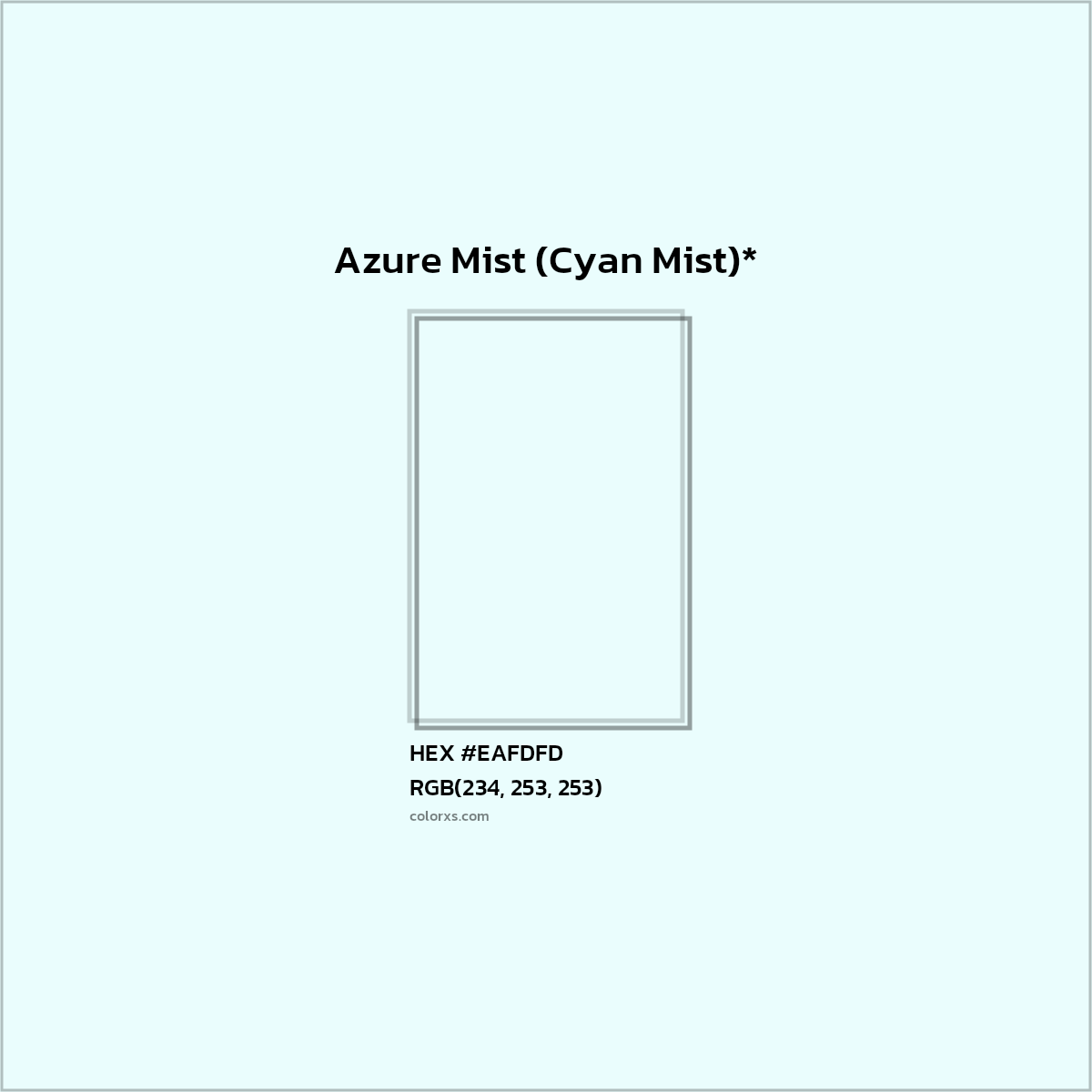 HEX #EAFDFD Color Name, Color Code, Palettes, Similar Paints, Images