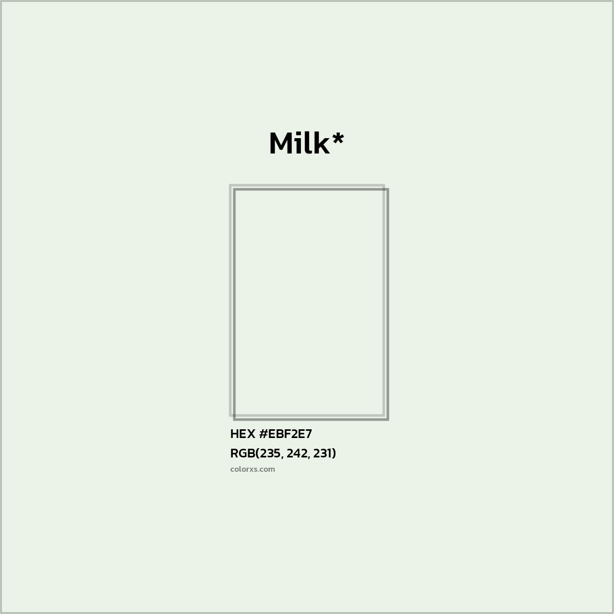 HEX #EBF2E7 Color Name, Color Code, Palettes, Similar Paints, Images
