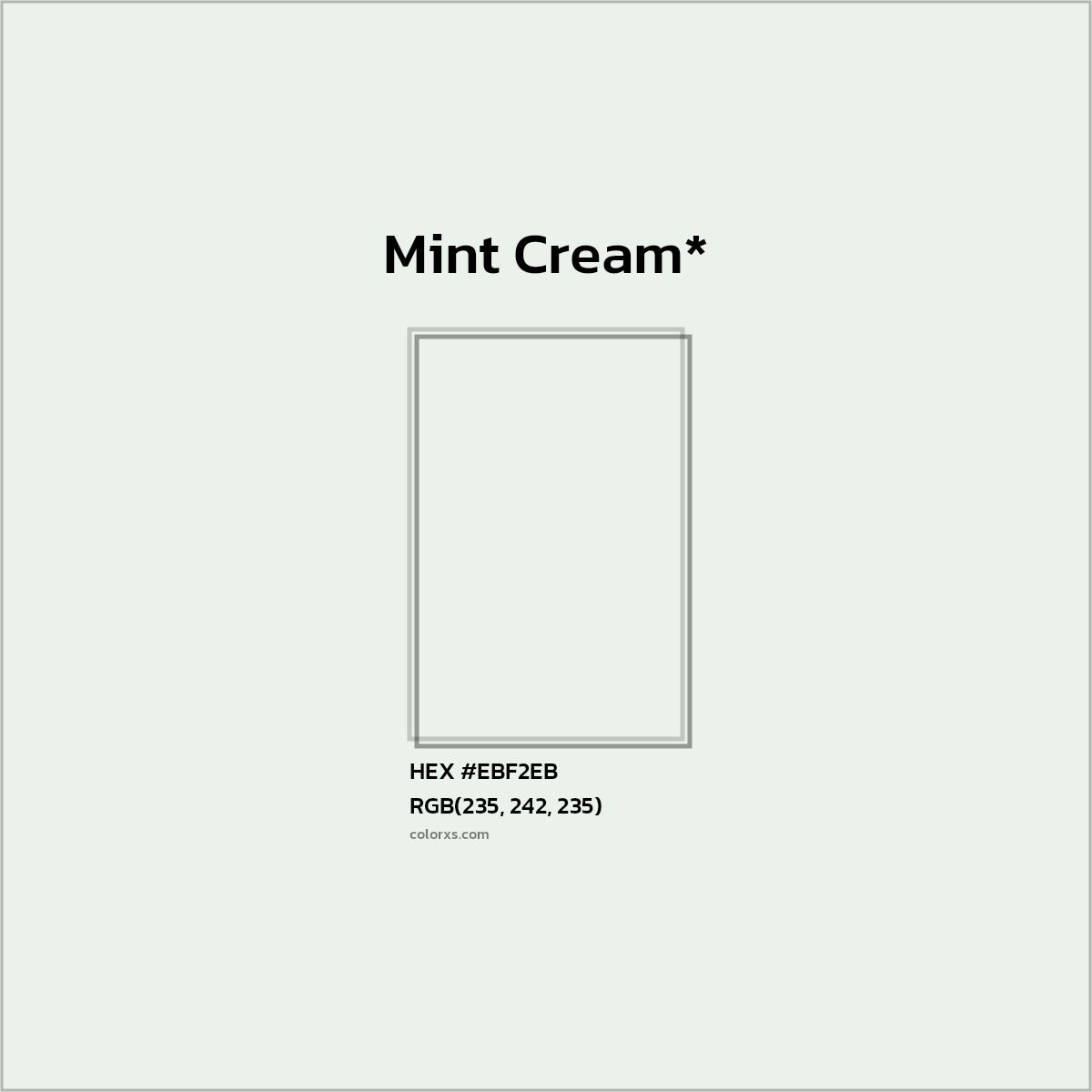 HEX #EBF2EB Color Name, Color Code, Palettes, Similar Paints, Images