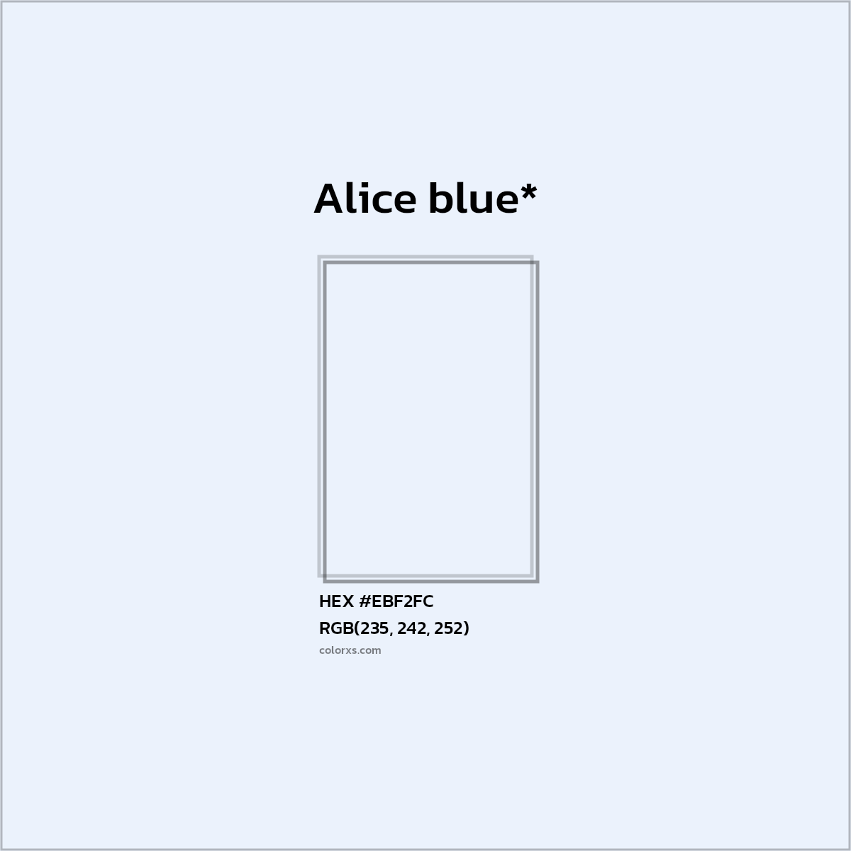 HEX #EBF2FC Color Name, Color Code, Palettes, Similar Paints, Images